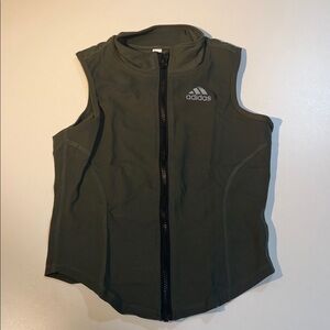 adidas Olive Green Sleeveless Zip-Up Performance Vest